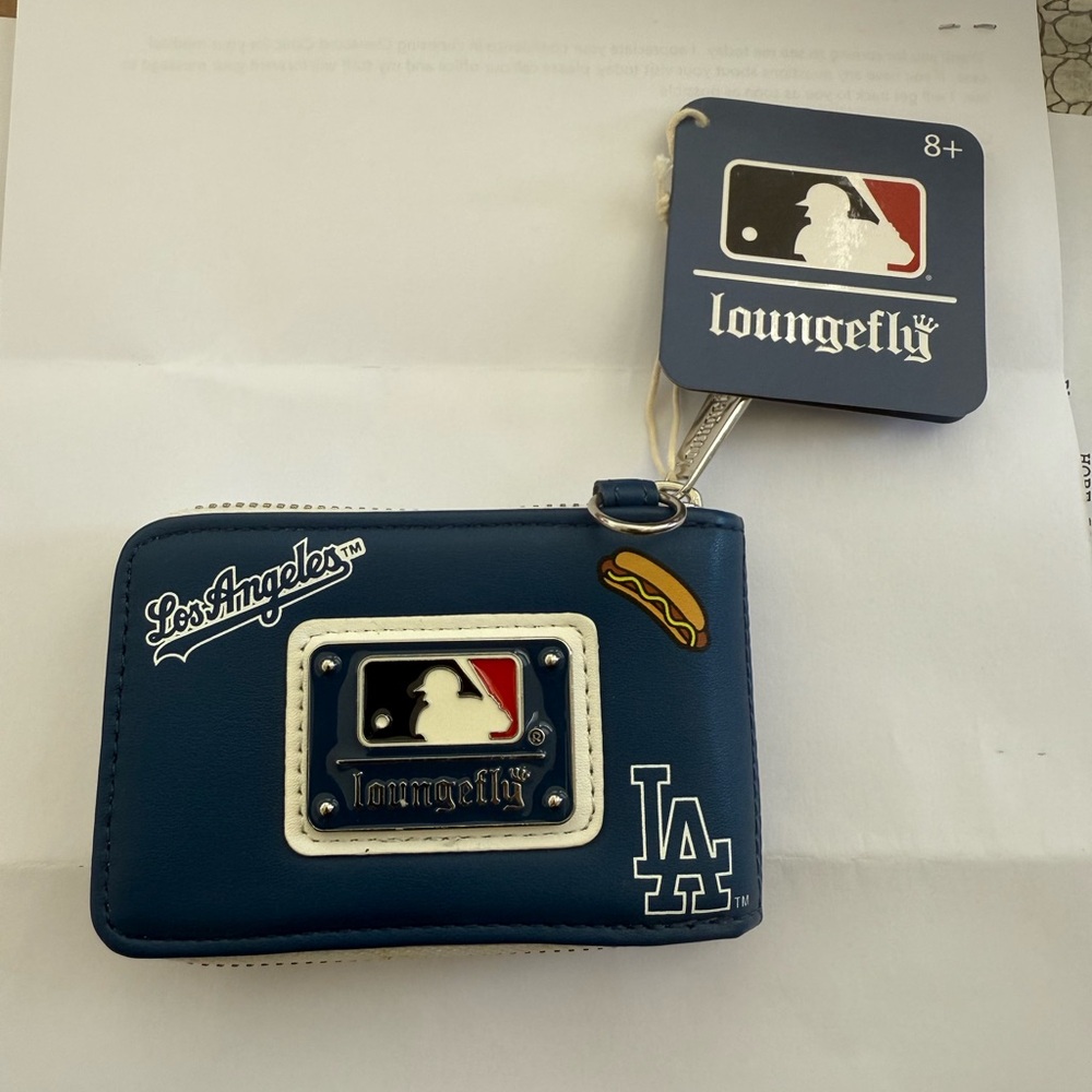 Loungefly MLB Los Angeles LA Dodgers Baseball Accordion Zip-Around Wallet